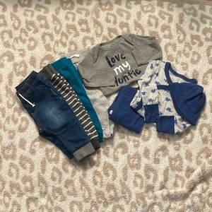 Bundle 3-6 Month Sweats, Denim, LS Onesie, LS Onesie set with Leggings and Hat